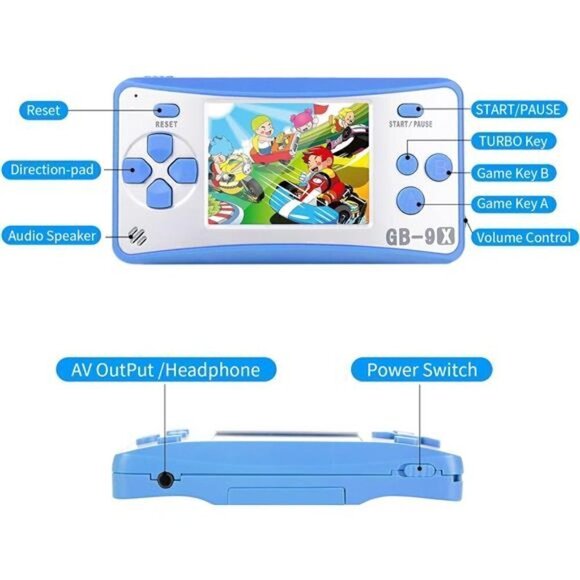 Kids Handheld 168 Built In Games Console Children Ages 4-12 Retro Classic BLUE - Picture 4 of 6
